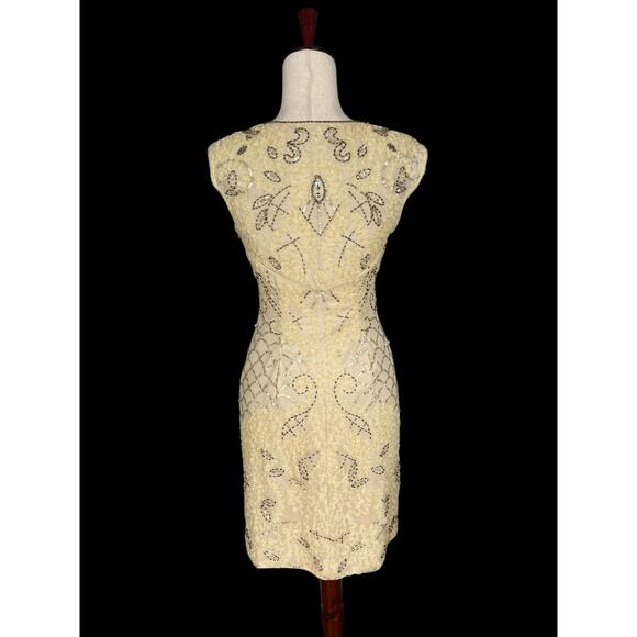 Sue Wong Nocturne 2015 Cream Ribbon Flower Beaded Cocktail Dress Size 4 NWT - Picture 10 of 15
